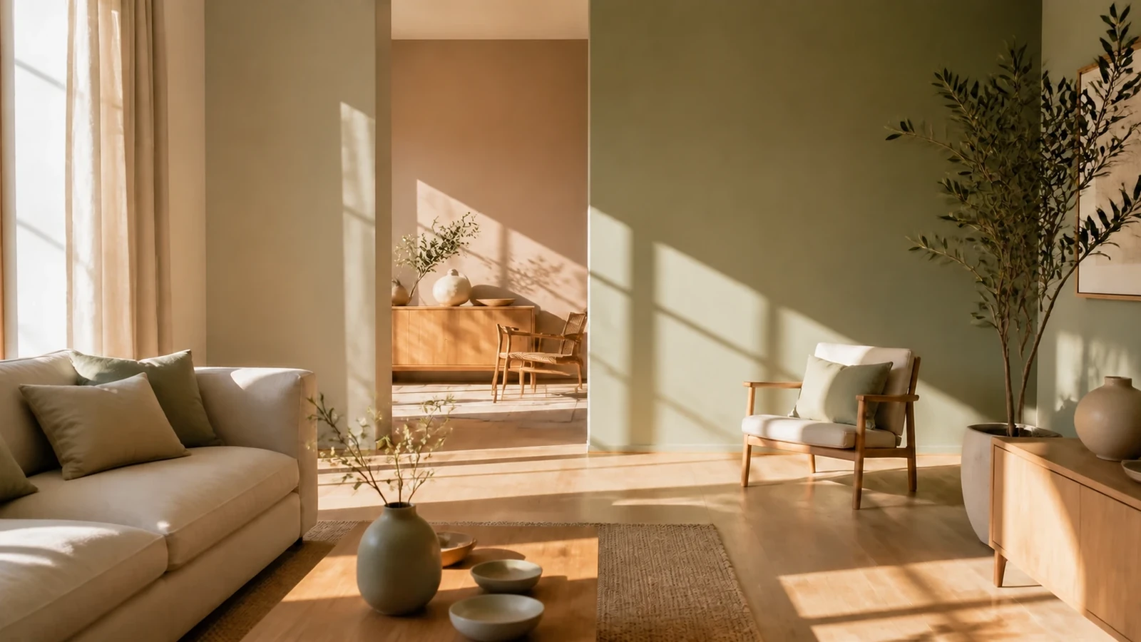Composer une palette de couleurs dans une pièce lumineuse — illustration